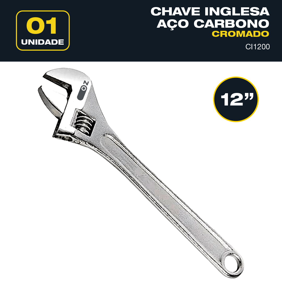 YONGYAO Chave inglesa grande extra larga ajustável de 60 mm capacidade de  abertura de tubo de porca ferramenta de óxido preto acabamento cromado  vanádio - 20 cm